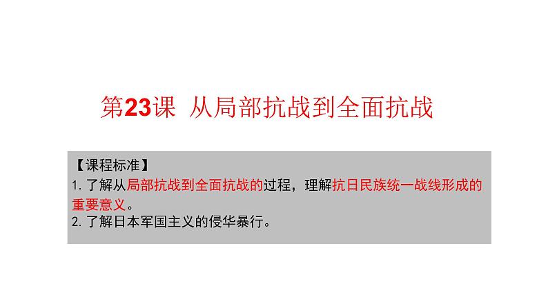 第23课 从局部抗战到全面抗战 课件-【新教材】统编版(2019)高中历史必修中外历史纲要上01