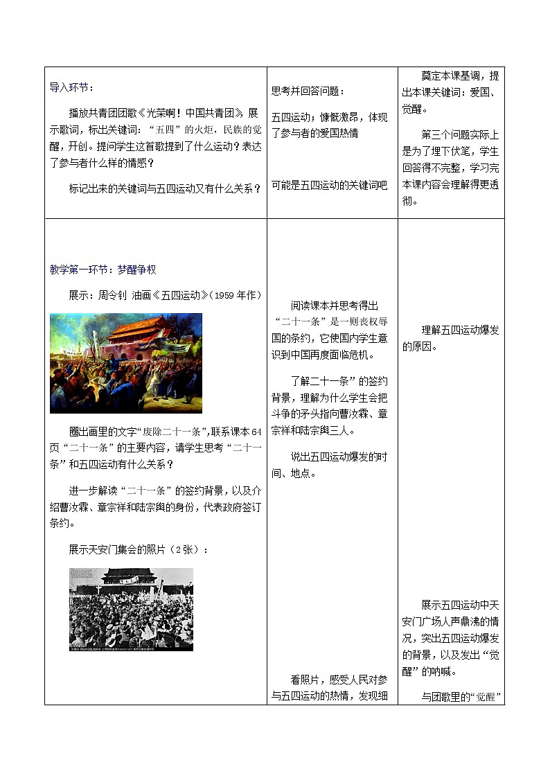 岳麓版高中历史必修一第16课 五四爱国运动(6)教案03