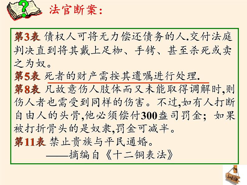 北师大版高中历史必修1 第17课 维护奴隶主统治的罗马法(2)(课件)第8页