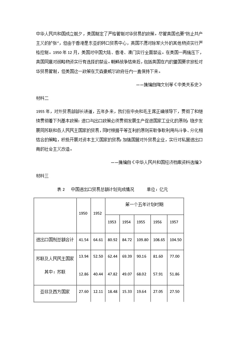 三年高考(2019-2021)历史试题分项汇编——专题16 中国特色社会主义建设的道路第3页