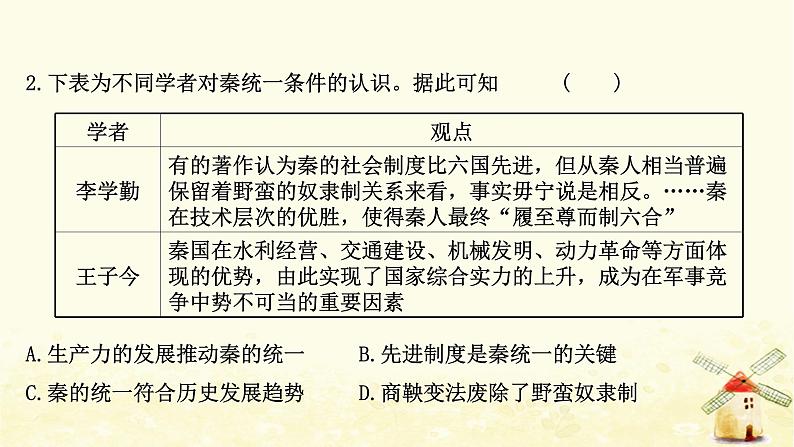 高考历史一轮复习二大一统与秦朝中央集权制度的确立课时作业课件岳麓版04