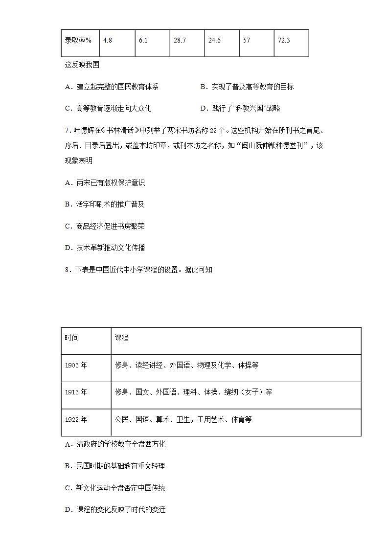 统编版历史选择性必修三第6单元第14课《文化传承的多种载体及其发展》限时训练 (含解析)第3页