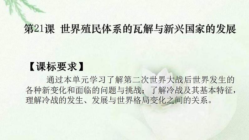 统编版历史中外历史纲要下课件:第21课 世界殖民体系的瓦解与新兴国家的发展(34张)02