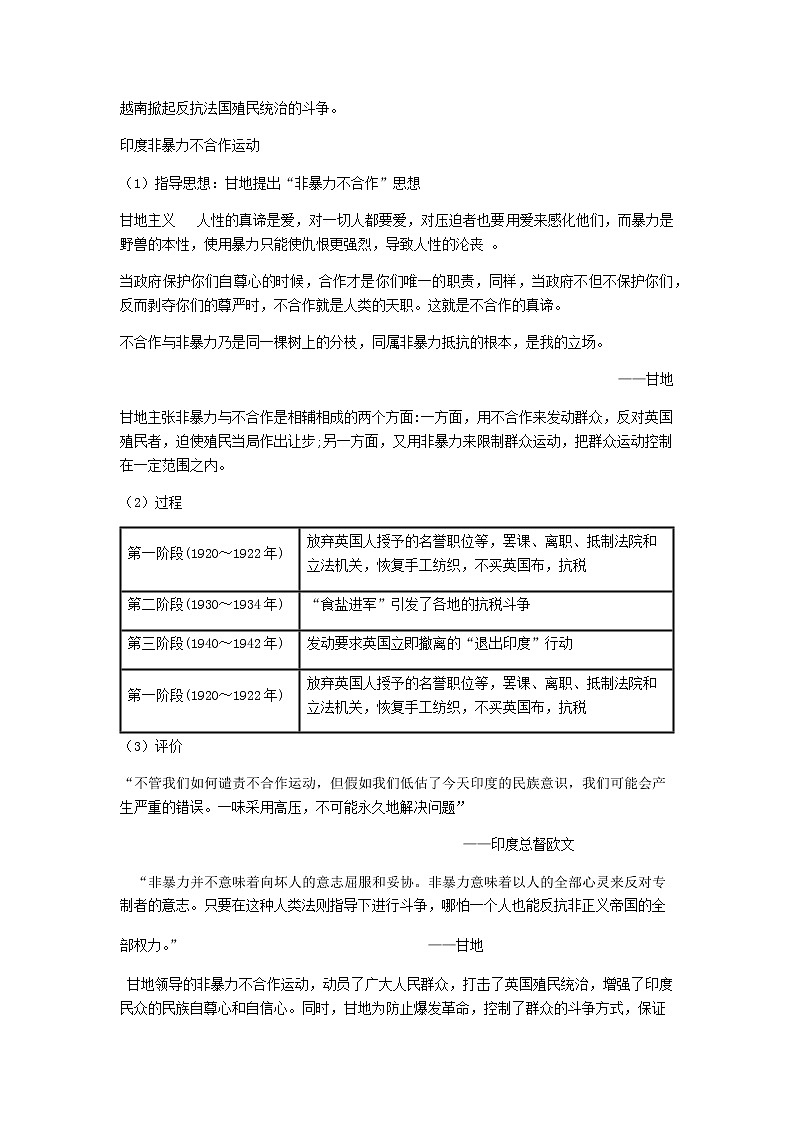 2020-2021学年人教统编版高中历史必修下册 第16课 亚非拉民族民主运动的高涨  教案第3页