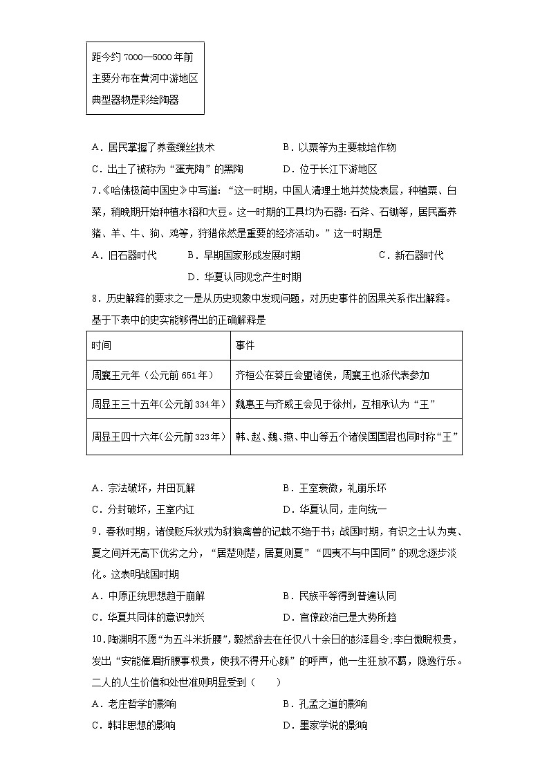 新疆昌吉州阜康市2021-2022学年高一上学期第一次月考历史试题(word版含答案)02