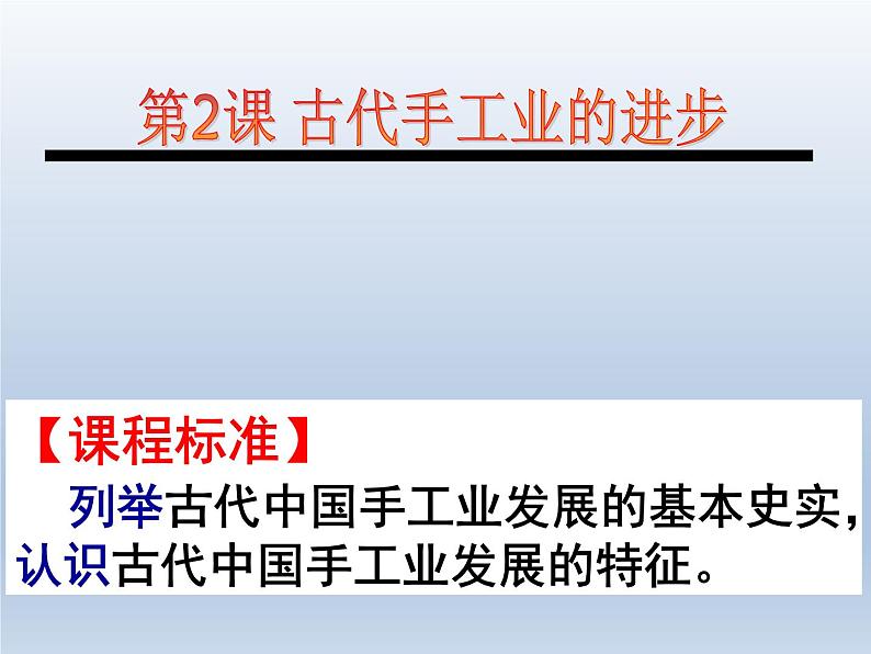 人教版历史必修二第一单元第2课古代手工业的进步(共21张PPT)课件PPT第1页
