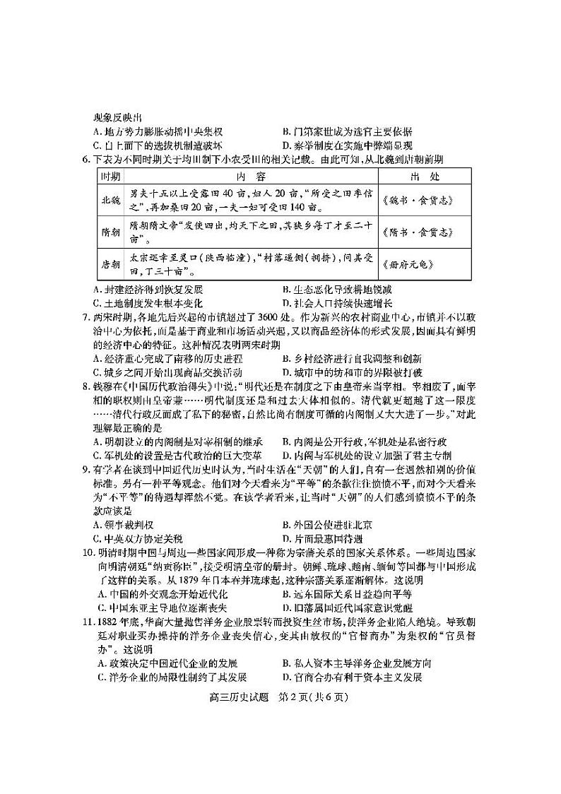 山西省运城市2022届高三上学期期中考试历史试题PDF版含答案02