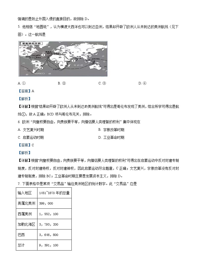 上海市楊浦區(qū)2021屆高三一模歷史試題（解析版）第2頁(yè)