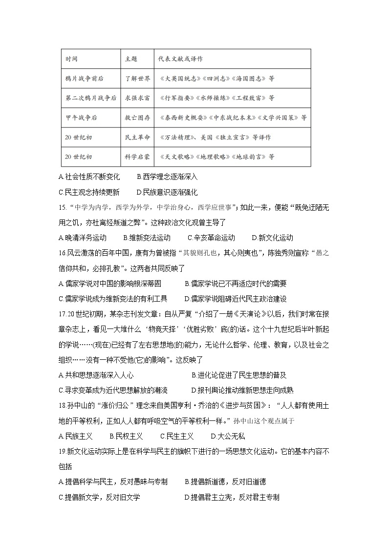 青海省海南州两校2021-2022学年高二上学期期中考试历史含答案03