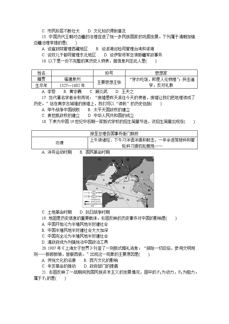 江苏省徐州市2021-2022学年高二上学期学业水平合格性考试模拟试卷(12月)历史(2)含答案03