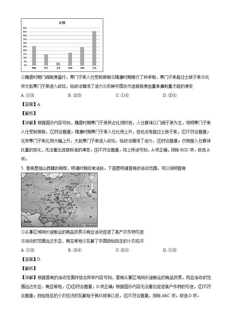 2022届北京市顺义区高三(上)第一次统练历史试题含答案03
