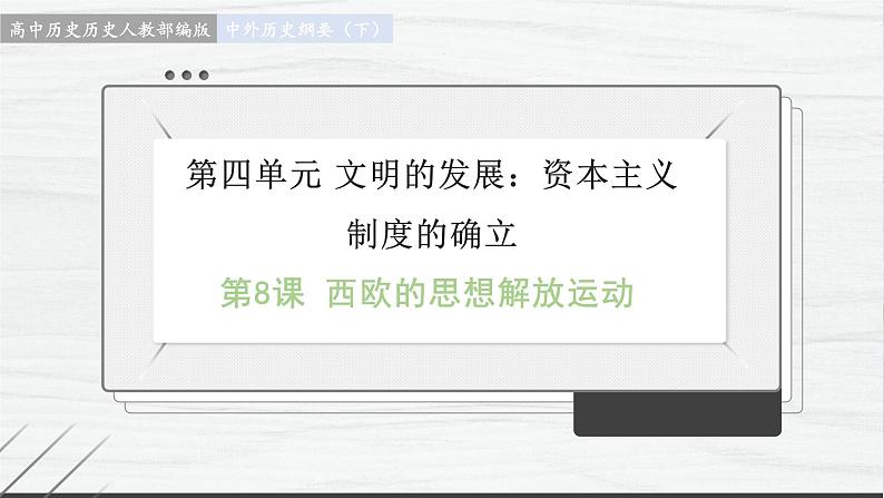 第8课 欧洲的思想解放运动 讲学课件 高中历史人教部编版 中外历史纲要(下)(2022年)第1页