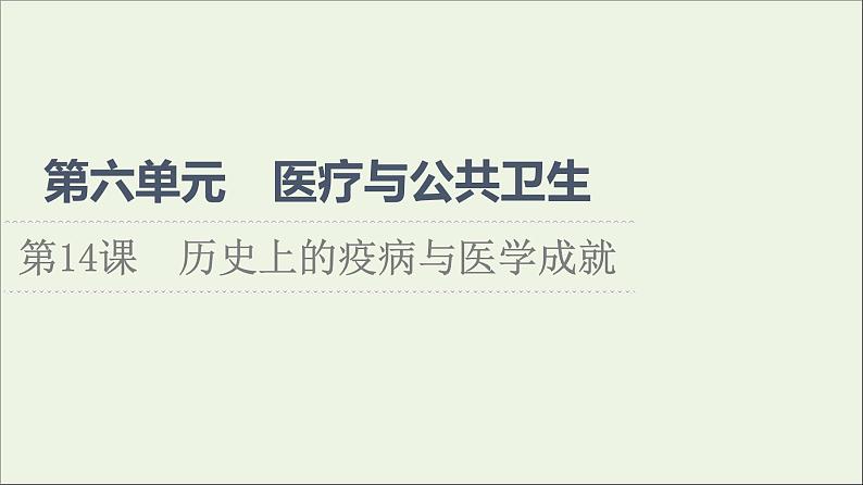 2021_2022学年新教材高中历史第6单元医疗与公共卫生第14课历史上的疫病与医学成就课件部编版选择性必修2第1页