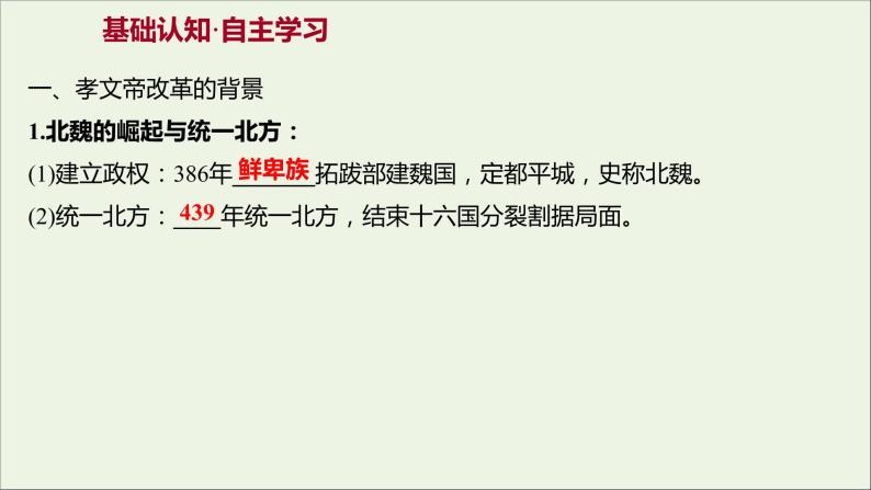 2021_2022高中历史专题三北魏孝文帝改革一励精图治的孝文帝改革课件人民版选修103