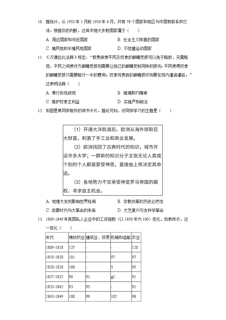 2022年山东省日照市高考历史一模试卷(含答案)第3页