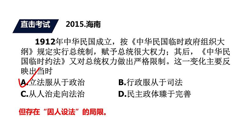 2021-2022学年选择性必修一 第3课 中国近代至当代政治制度的演变 课件(共31张PPT)04