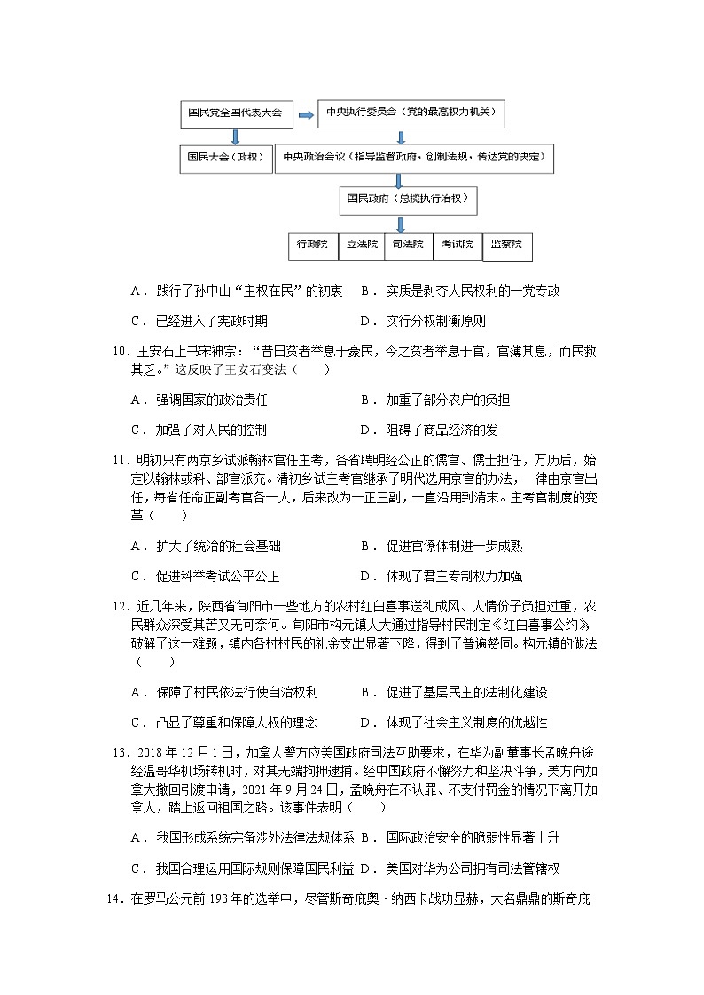 2021-2022学年河北省鸡泽县第一中学高二上学期第三次月考历史试题含答案第3页