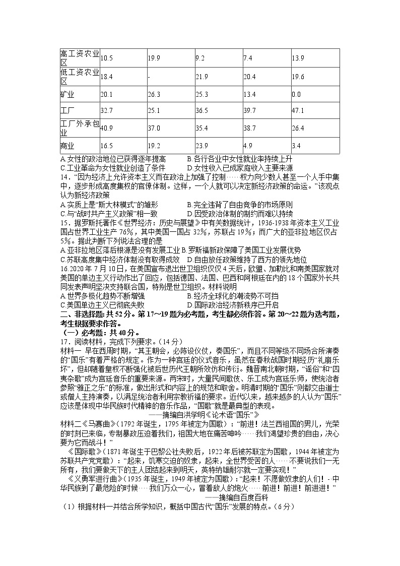 2022年4月广东省梅州市高三总复习质检（二模）历史试卷含答案03