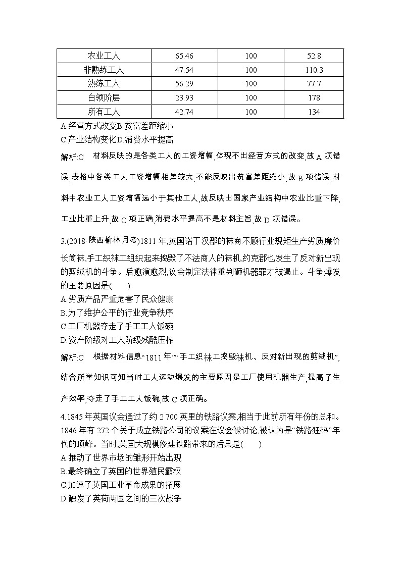 高考历史一轮复习讲与练:第20讲 工业革命 巩固练(含详解)第2页