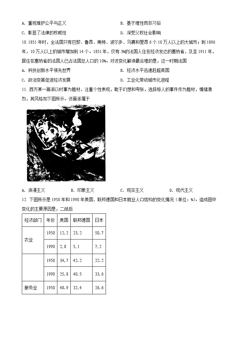 陕西省榆林市2022届高三三模历史试题(试题)第3页