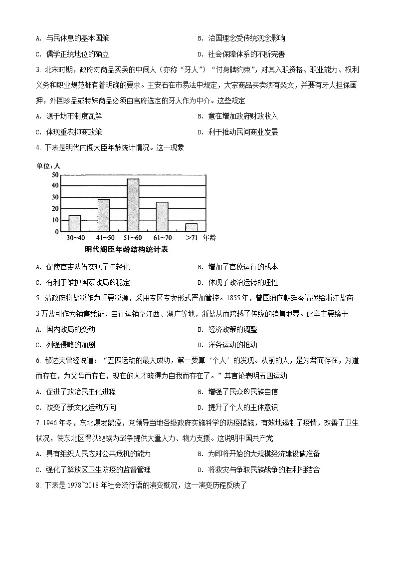 2022高考5月考前适应性考试(合肥三模)文综历史(含答案)02