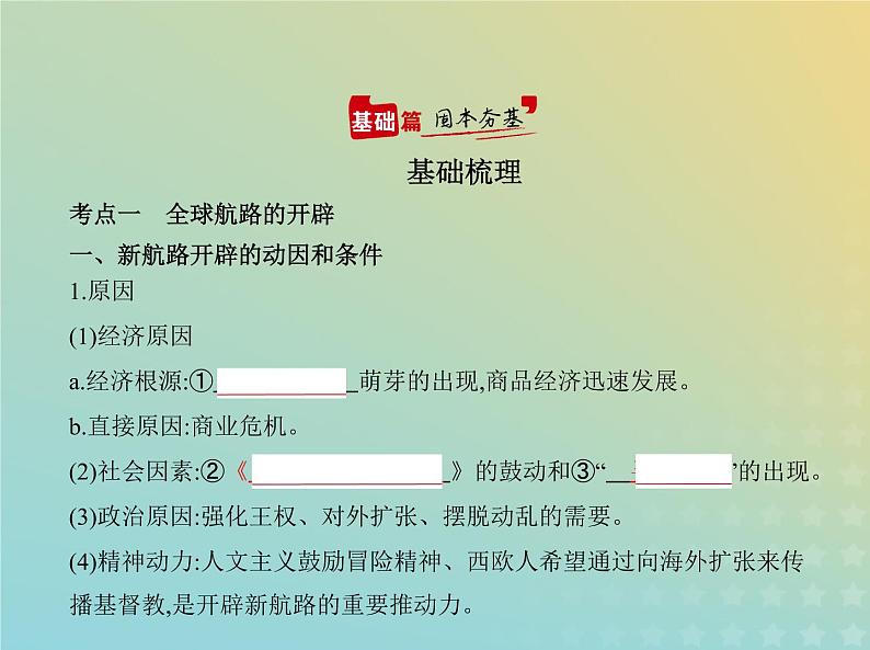 山东专用高考历史一轮复习第九单元走向整体的世界与资本主义制度的建立_基础篇课件第2页