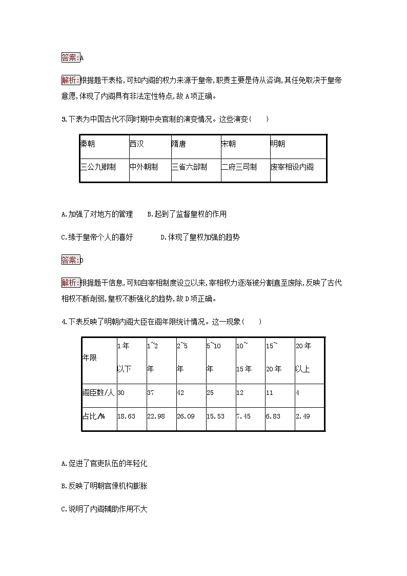 部编版高中历史必修中外历史纲要上第四单元明清中国版图的奠定与面临的挑战第13课从明朝建立到清军入关检测含解析02