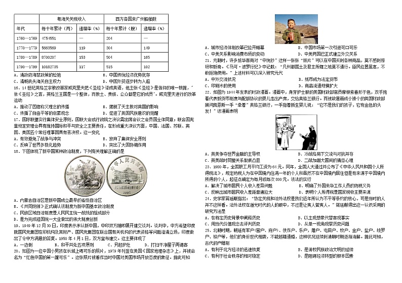 哈师大附中2020级高二下学期期中考试历史试卷及参考答案02