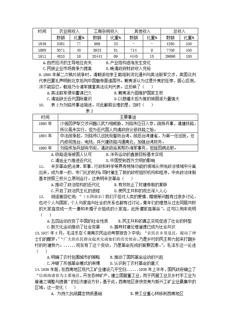 2021迁安三中高二下学期期中考试历史试题含答案第2页