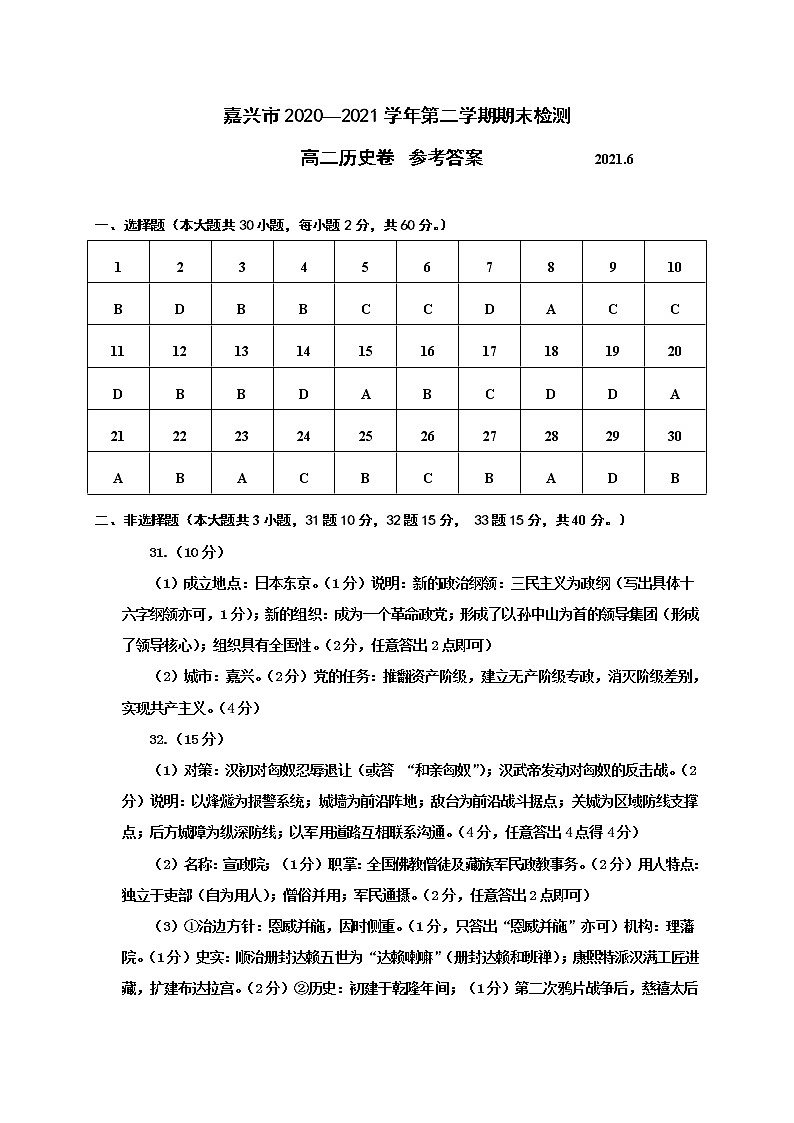 高二历史答案第1页