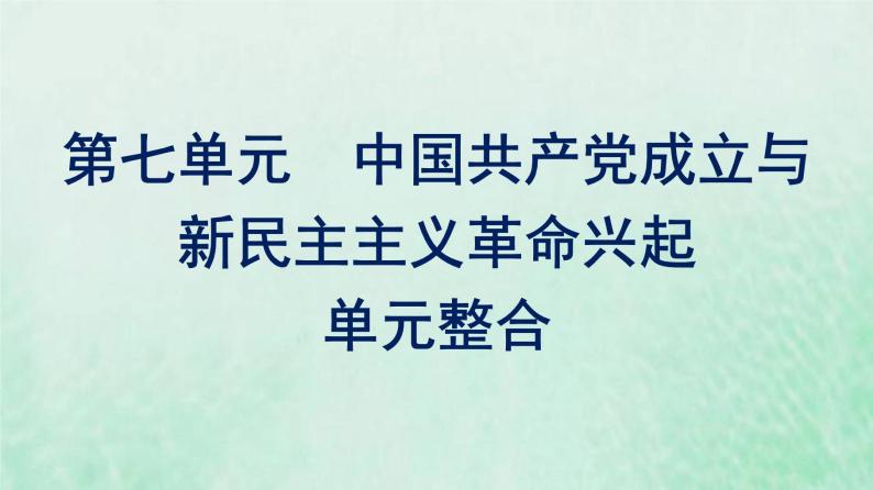 部编版高中历史必修上册第七单元中国共产党成立与新民主主义革命兴起单元整合课件01