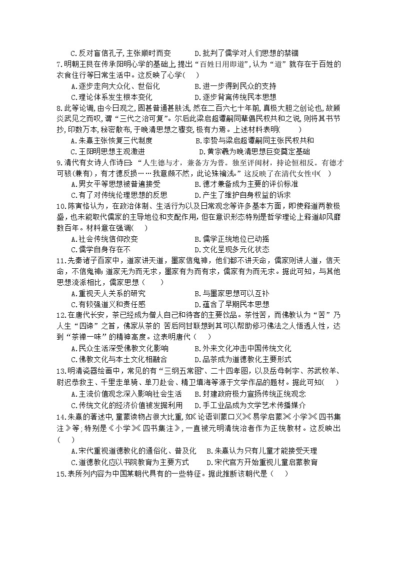 2021临猗县临晋中学高二9月月考历史试题含答案第2页