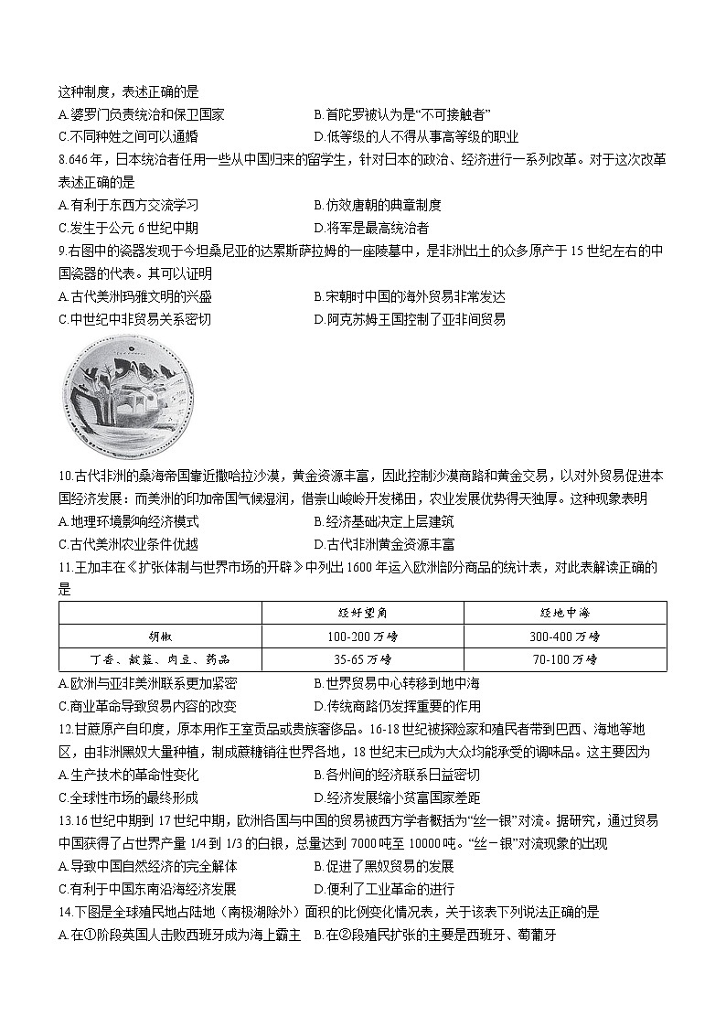 福建省三明市四地四校2021-2022学年高一下学期期中联考历史试题第2页