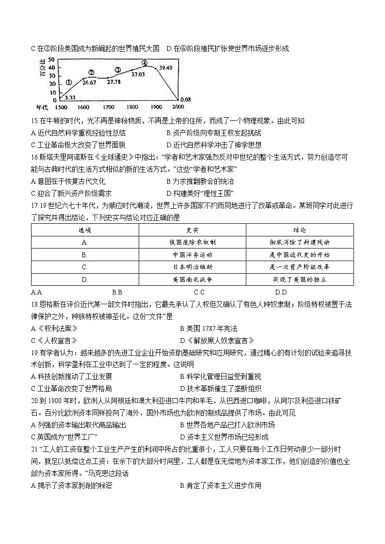 福建省三明市四地四校2021-2022学年高一下学期期中联考历史试题第3页