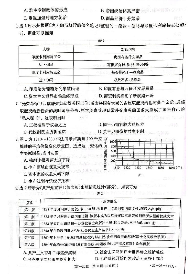 高一历史试题第2页