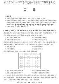 山西省忻州市五校2021-2022学年高一下学期期末联考历史试题