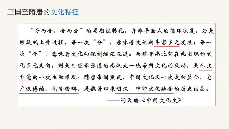 2022-2023学年统编版(2019)高中历史必修中外历史纲要上第8课 三国至隋唐的文化 课件03