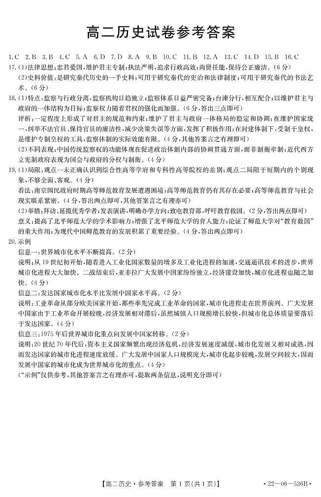 湖南省衡阳市祁东县2021-2022学年高二下学期期末考试历史试题01