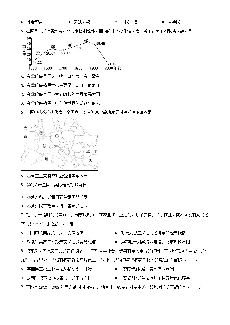 2022德州一中高一6月月考历史试题含解析02
