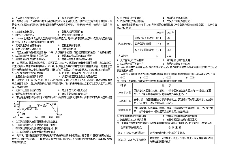 2022省大庆铁人中学高一下学期期末考试历史含答案02