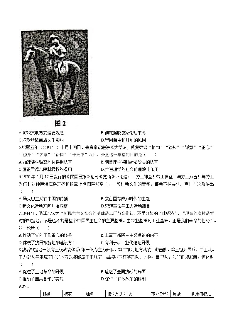 辽宁省葫芦岛市普通高中2021-2022学年高二下学期期末考试历史试题第2页