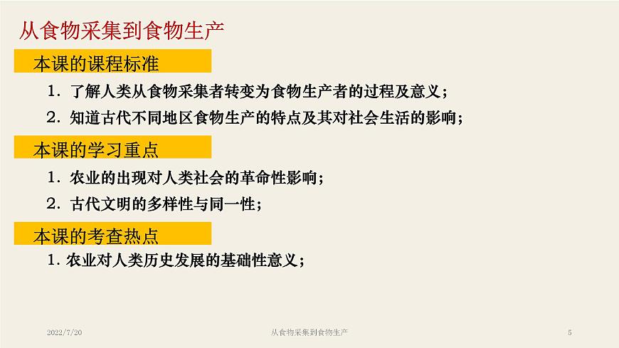 高中歷史 選擇性必修2 從食物采集到食物生產(chǎn)  課件第5頁