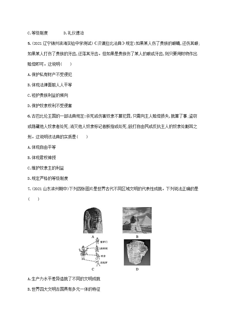 2023年新教材高考历史一轮复习课时规范练18古代文明的产生与发展含解析统编版第2页