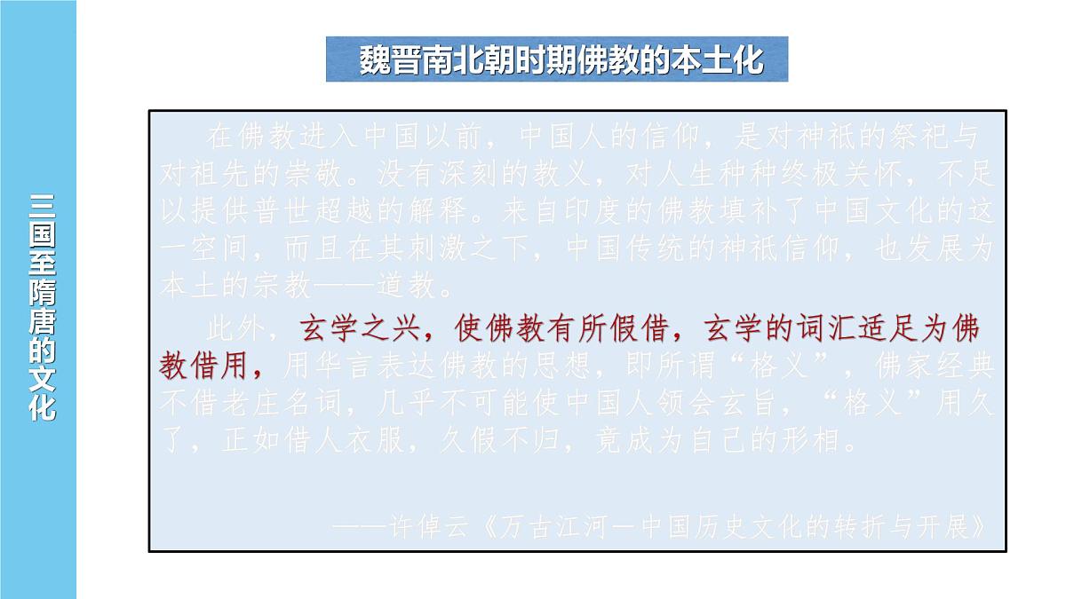 2022-2023学年高一上学期统编版(2019)必修中外历史纲要上第8课 三国至隋唐的文化 课件第4页