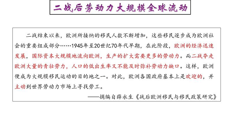 高中历史选修三 第8课 现代社会的移民和多元文化 课件第6页