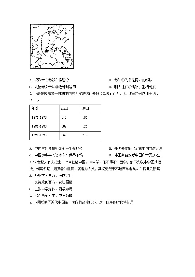 北京市北师大附中2021-2022学年高一下学期期末考试历史试题(原卷版)第2页