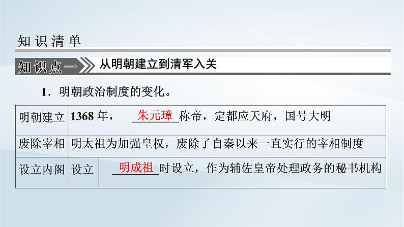 2023版新教材高考历史一轮总复习第三单元第8讲从明朝建立到清军入关和清朝前中期的鼎盛与危机课件03