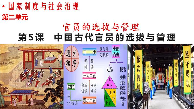 2022-2023学年高中历史统编版(2019)选择性必修一第5课 中国古代官员的选拔与管理 课件第1页