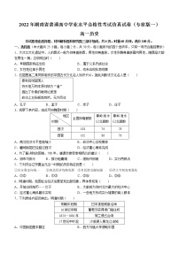 湖南省普通高中2022年高一学业水平合格性考试仿真历史试题（专家版一）