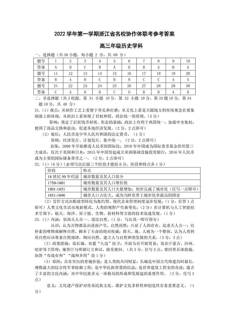 高三历史答案第1页